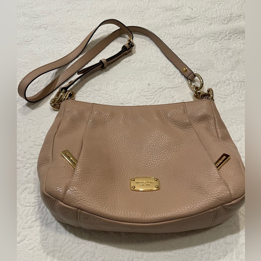 Michael Kors Hallie Dusty Rose leather messenger crossbody